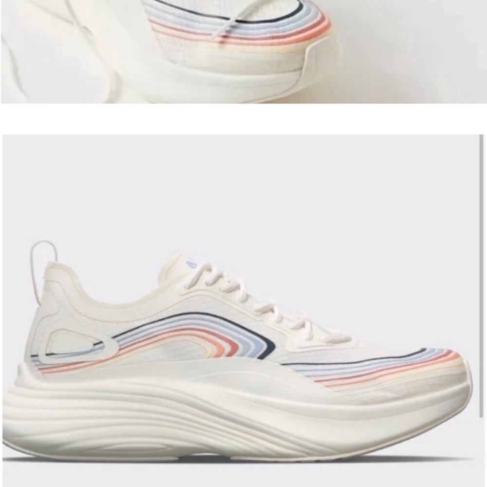 APL White Sneakers with Pastel Rainbow Accents